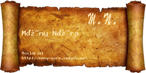 Mány Nóra névjegykártya